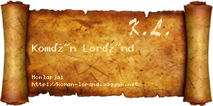 Komán Loránd névjegykártya
